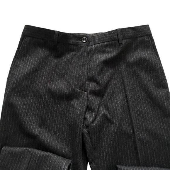 Dries Van Noten Pintriped wool/cashmere straight-leg cropped pants, Size 42 FR - Picture 7 of 14